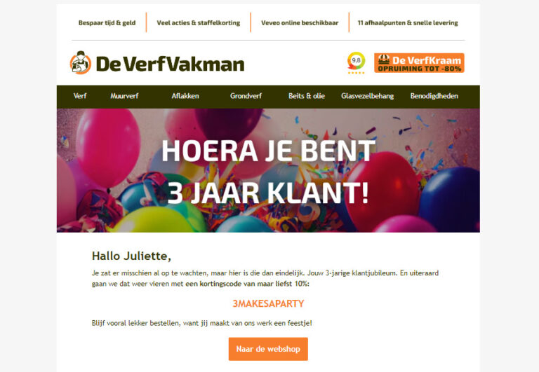 Voorbeeld reactivatie mail De VerfVakman